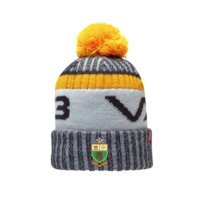 Maesteg Celtic RFC Fleece-Lined Bobble Hat Black/Amber/Antique