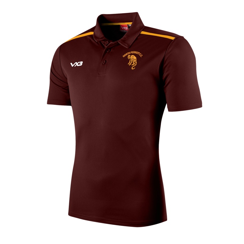 North Perrot Cricket Club Fortis Polo Maroon/Amber
