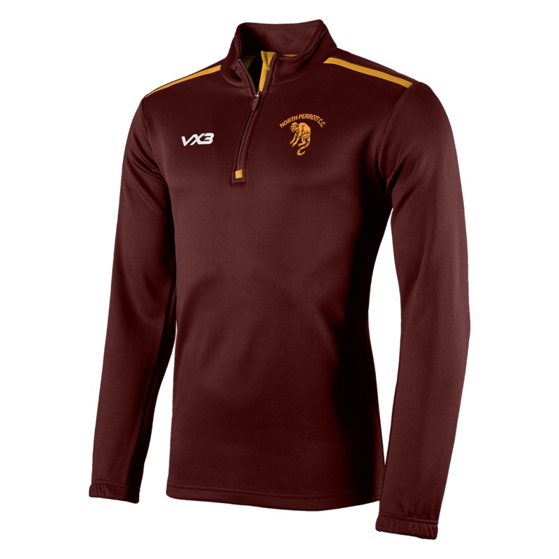 North Perrot Cricket Club Fortis Quarter Zip Sweat Maroon/Amber