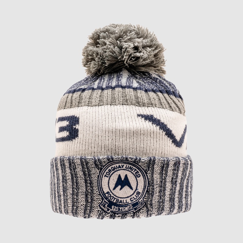 Torquay United FC Marl Bobble Hat Navy/Grey