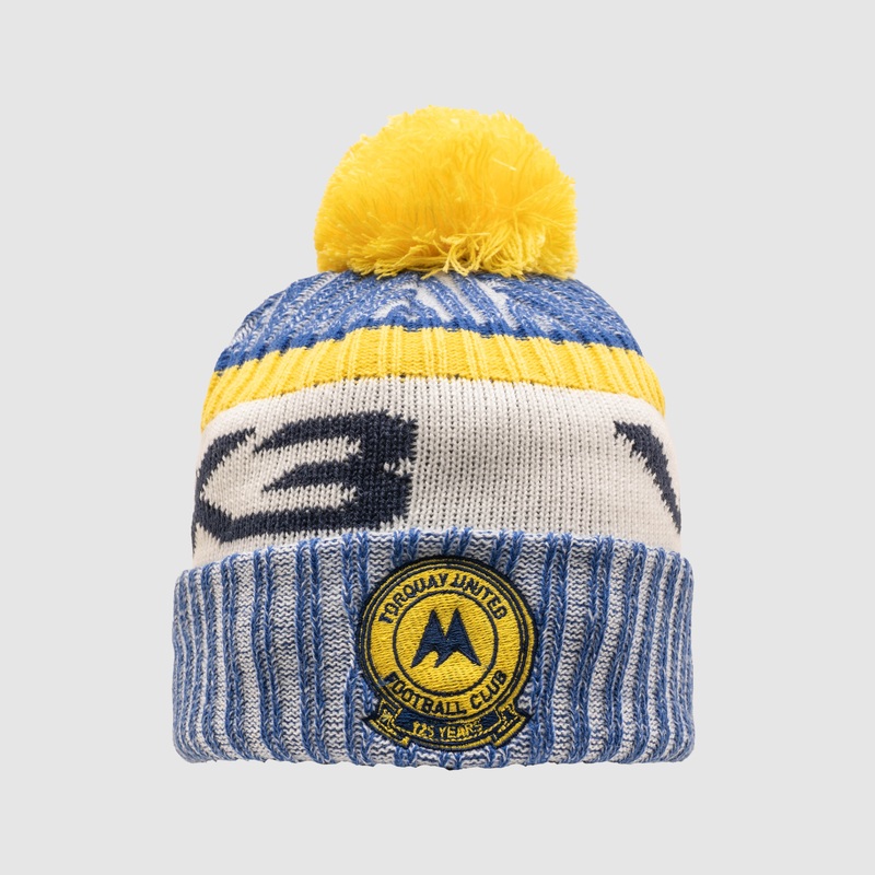 Torquay United FC Marl Bobble Hat Royal/Yellow