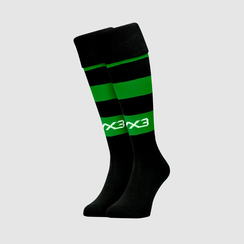 Adults Hooped Playing Socks Black/Emerald