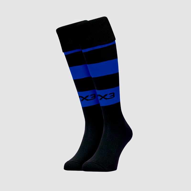 Adults Hooped Playing Socks Black/Royal