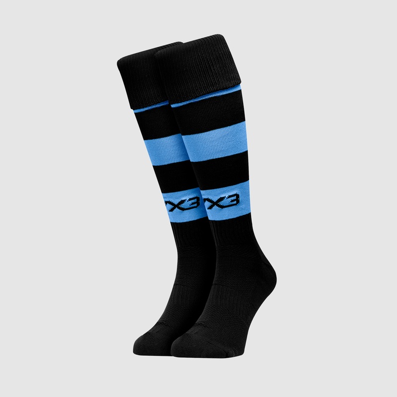 Adults Hooped Playing Socks Black/Sky