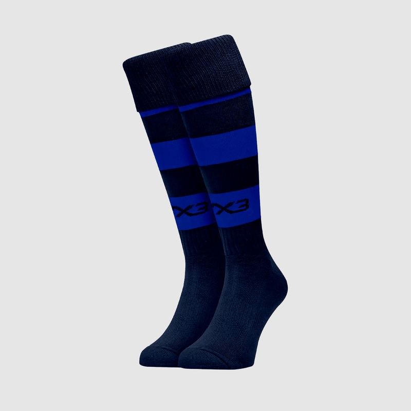 Adults Hooped Playing Socks Navy/Royal