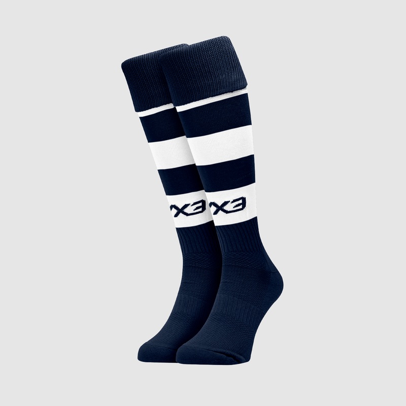 Adults Hooped Playing Socks Navy/White