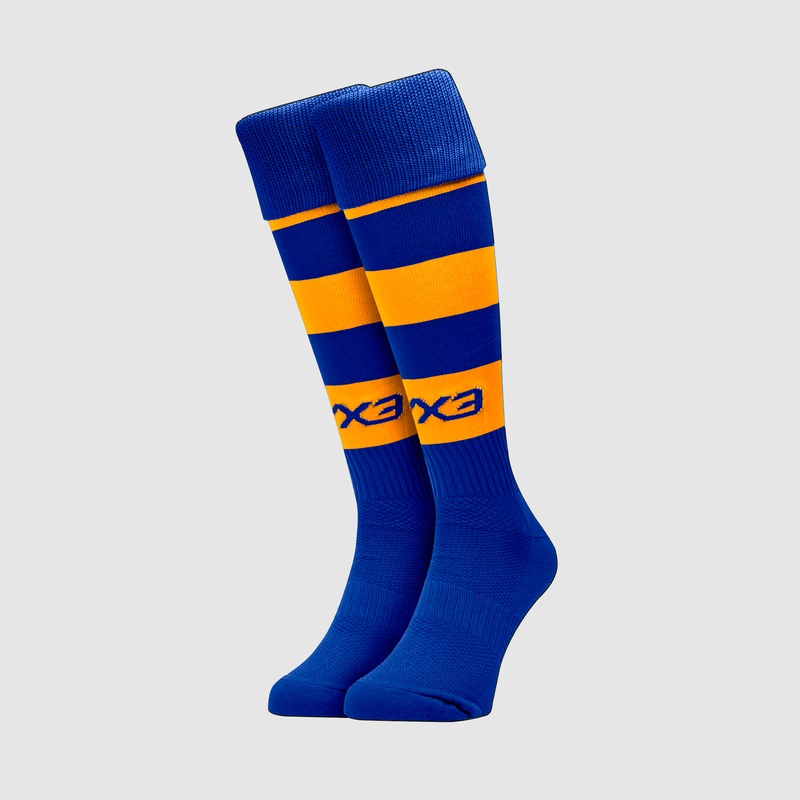 Adults Hooped Playing Socks Royal/Amber