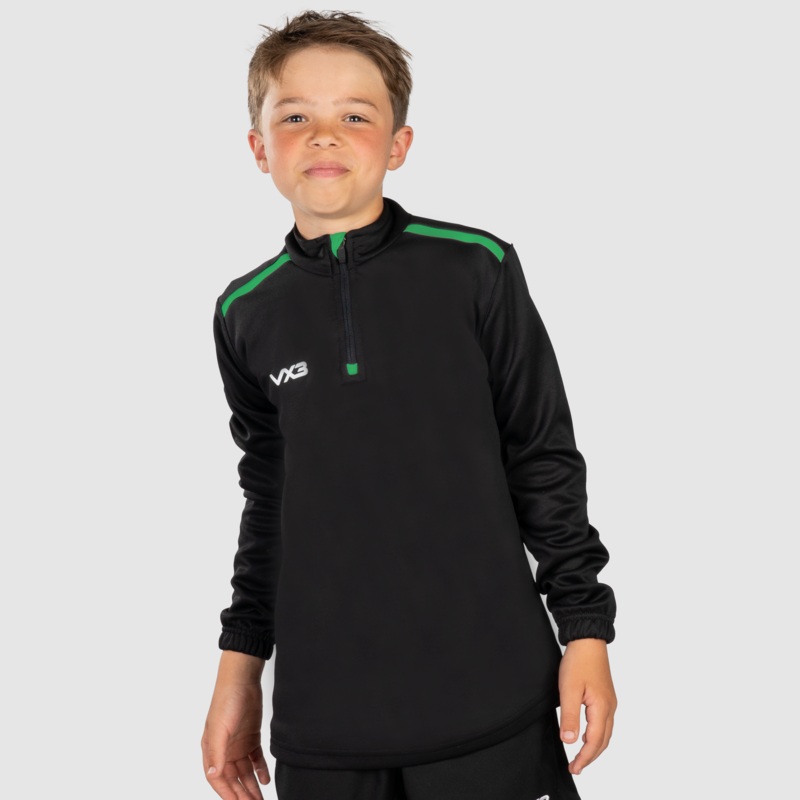 Fortis Youth Quarter Zip Sweat Black/Emerald