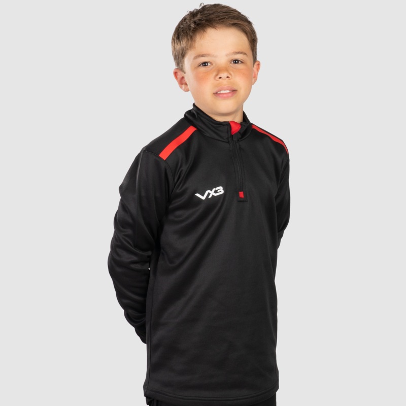 Fortis Youth Quarter Zip Sweat Black/Red