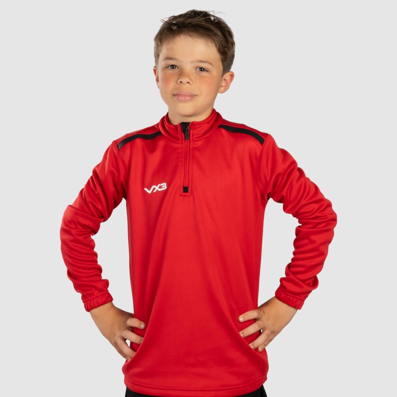 Fortis Youth Quarter Zip Sweat Red/Black