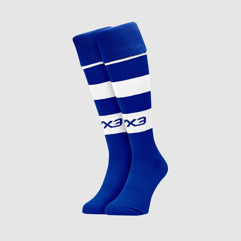 Youth Hooped Playing Socks Royal/White