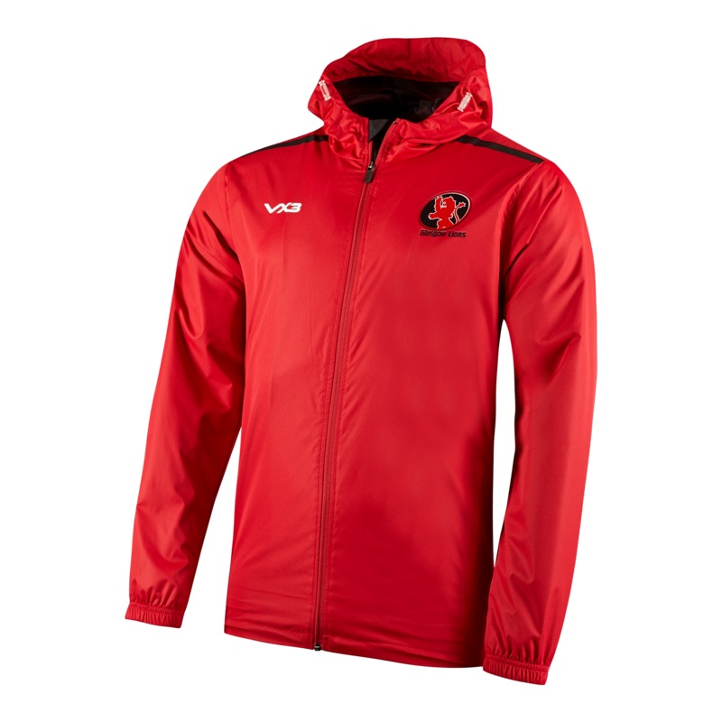 Glasgow Lions Touch Team Fortis Full Zip Rain Jacket Red