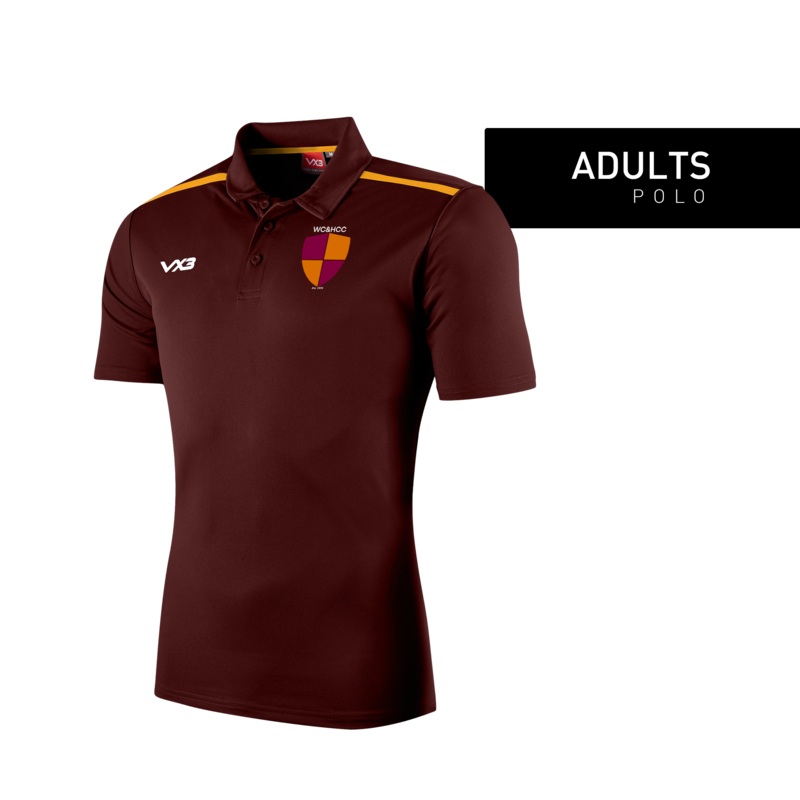 West Coker and Hardington Cricket Club Fortis Polo Maroon/Amber - Club Community