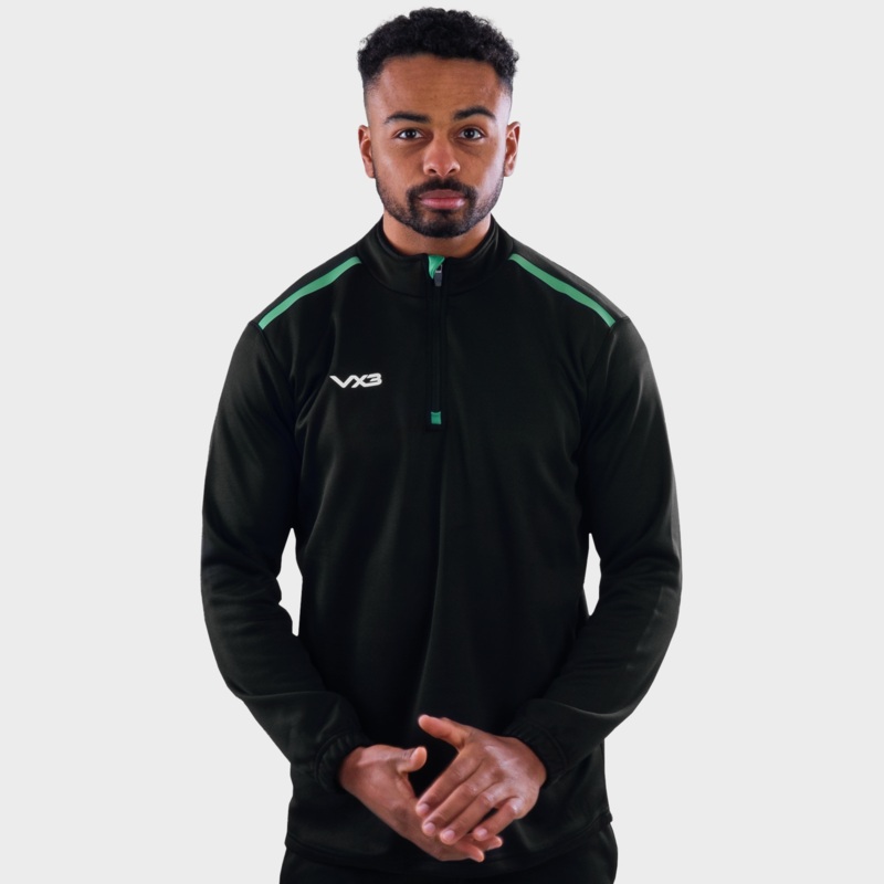 Fortis Quarter Zip Sweat Black/Emerald