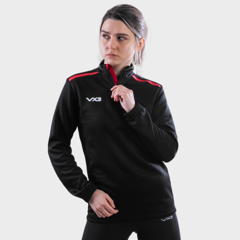 Fortis Ladies Quarter Zip Sweat Black/Red