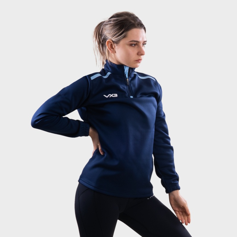 Fortis Ladies Quarter Zip Sweat Navy/Sky