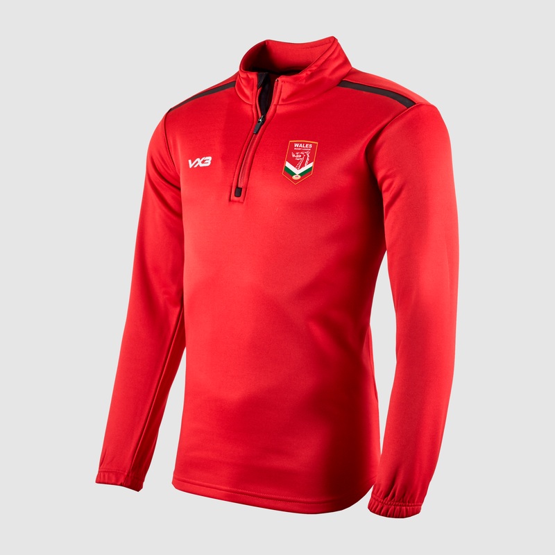 Wales Rugby League Fortis Half Zip Sweat Red