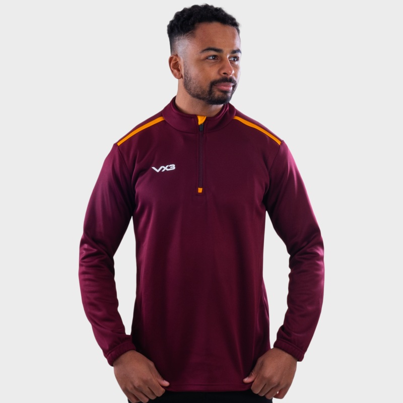 Fortis Quarter Zip Sweat Maroon/Amber