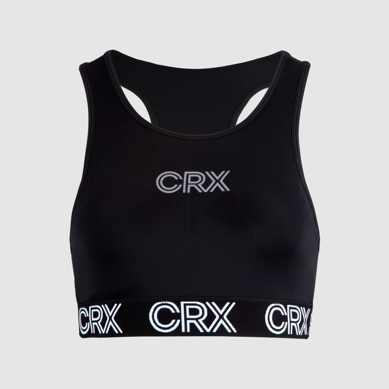 CRX Black Elite Compression Womens Sports Bra