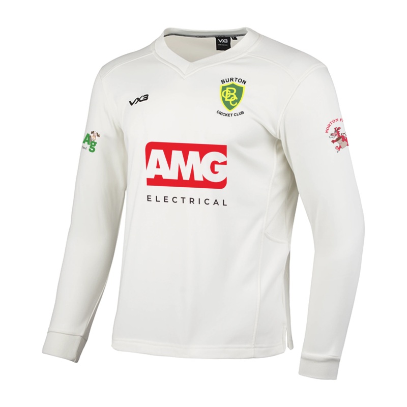 Burton CC Cricket Whites Sweatshirt Elite