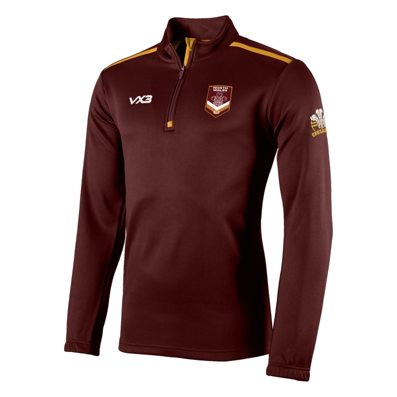North Wales Origin Rugby League Fortis Quarter Zip Sweat Maroon