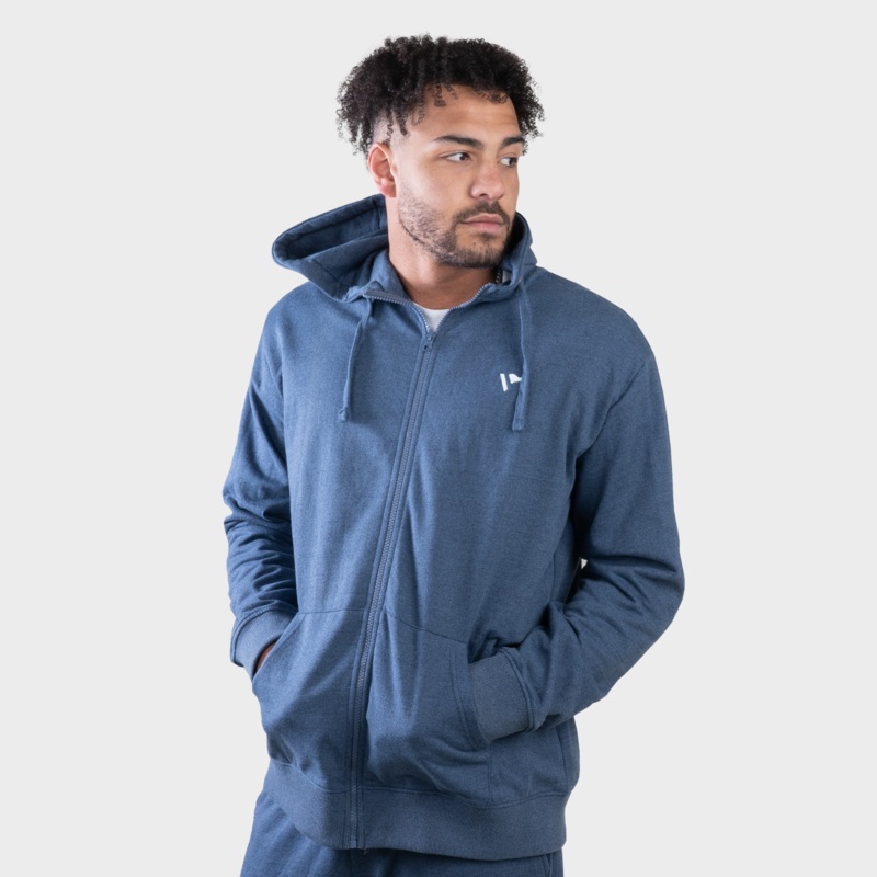 REGEN Men's Zip Up Hoodie Denim Blue