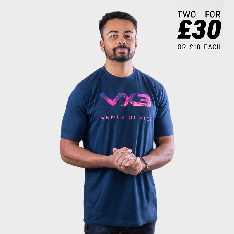 Invicta Tee Navy/Pink Palm Tree