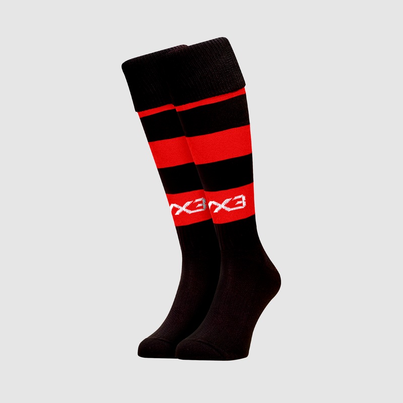 Adults Hooped Playing Socks Black/Red