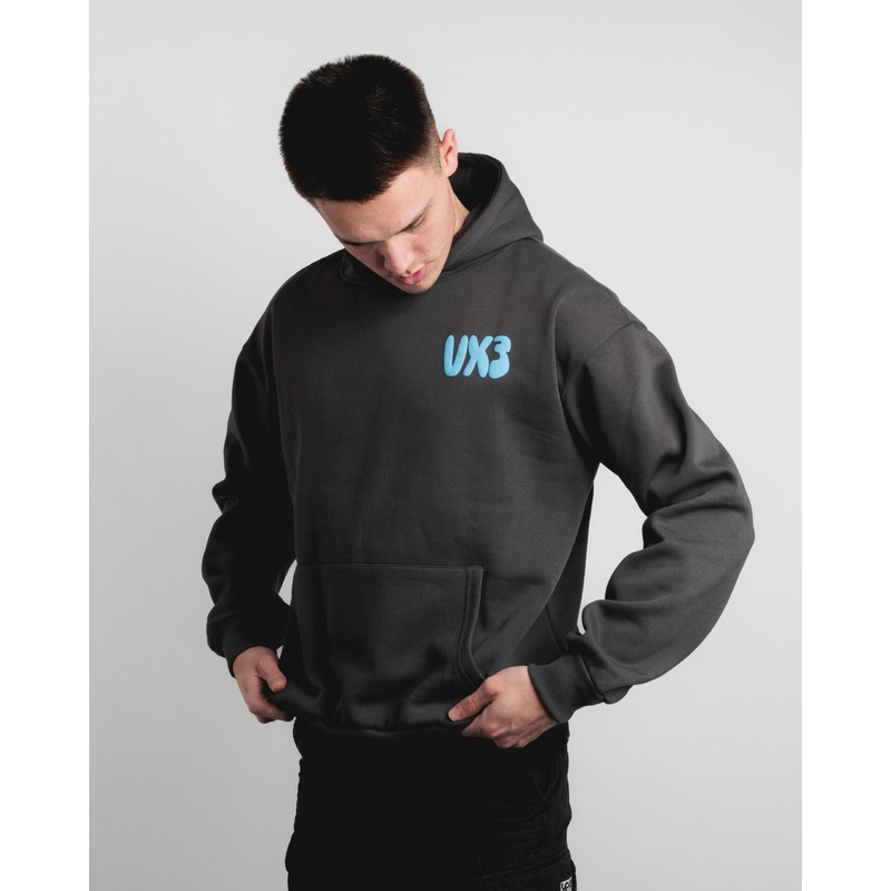 Conquer Club Hoodie Carbon/Baby Blue