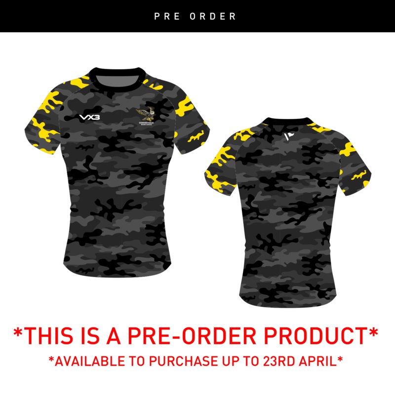 EDINBURGH EAGLES WOMENS SUBLIMATED TEE RAGLAN SLEEVE COLOUR:MULTI GREYS/YELLOW